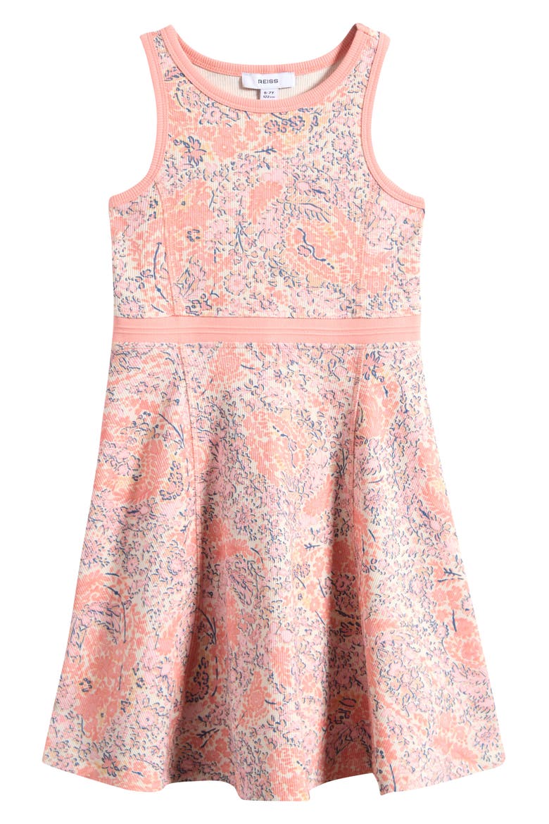 Kids' Rib Tank Dress, Main, color, PEACH MULTI