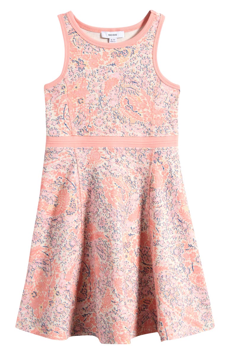 Reiss Kids' Rib Tank Dress, Main, color, Peach Multi