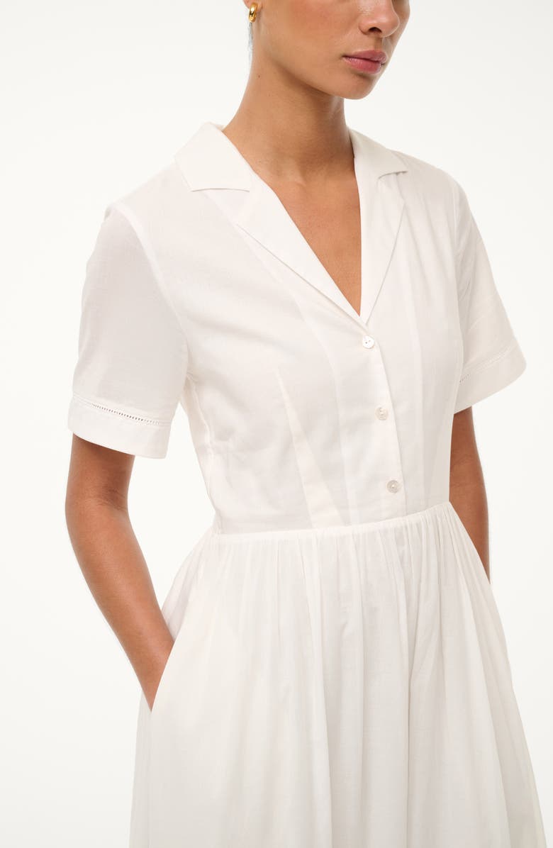 STAUD Meryl Cotton Maxi Shirtdress, Alternate, color, White