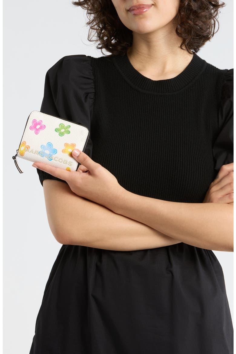 Mini Compact Leather Wallet, Alternate, color, WHITE MULTI