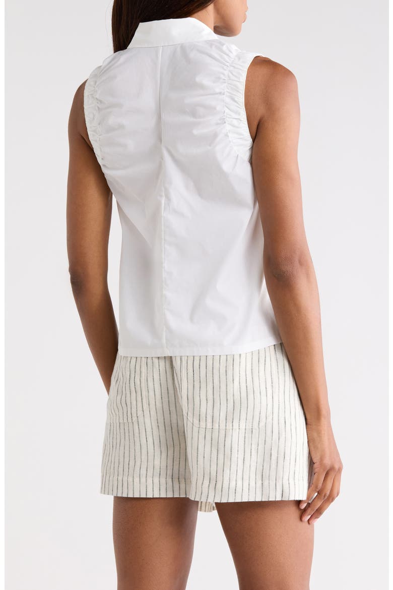 Georgina Ruched Button-Up Shirt, Alternate, color, WHITE