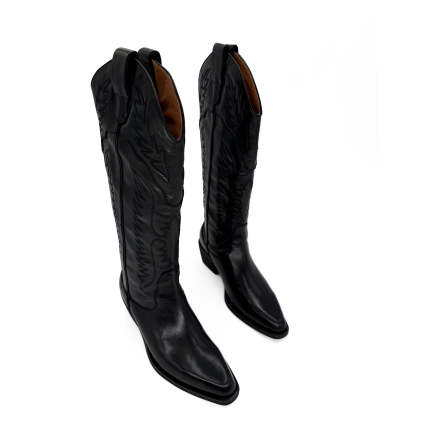 Amie Rafa Montana Leather Western Boots, Alternate, color, Black