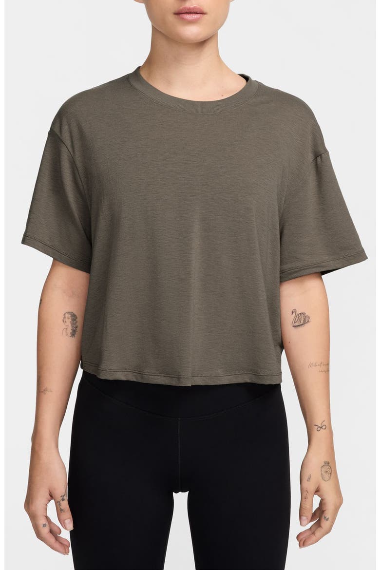 One Relaxed Dri-FIT Crop Top, Main, color, 233 MINK BROWN/CLEAR