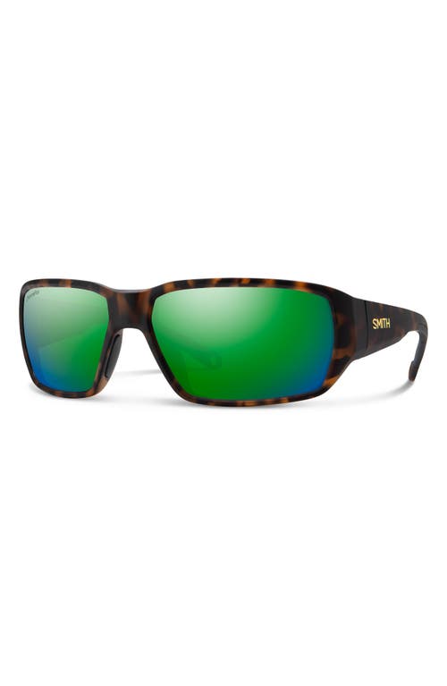 Smith Hookset 62mm Chromapop™ Polarized Oversize Wraparound Sunglasses In Tortoise/glass Green