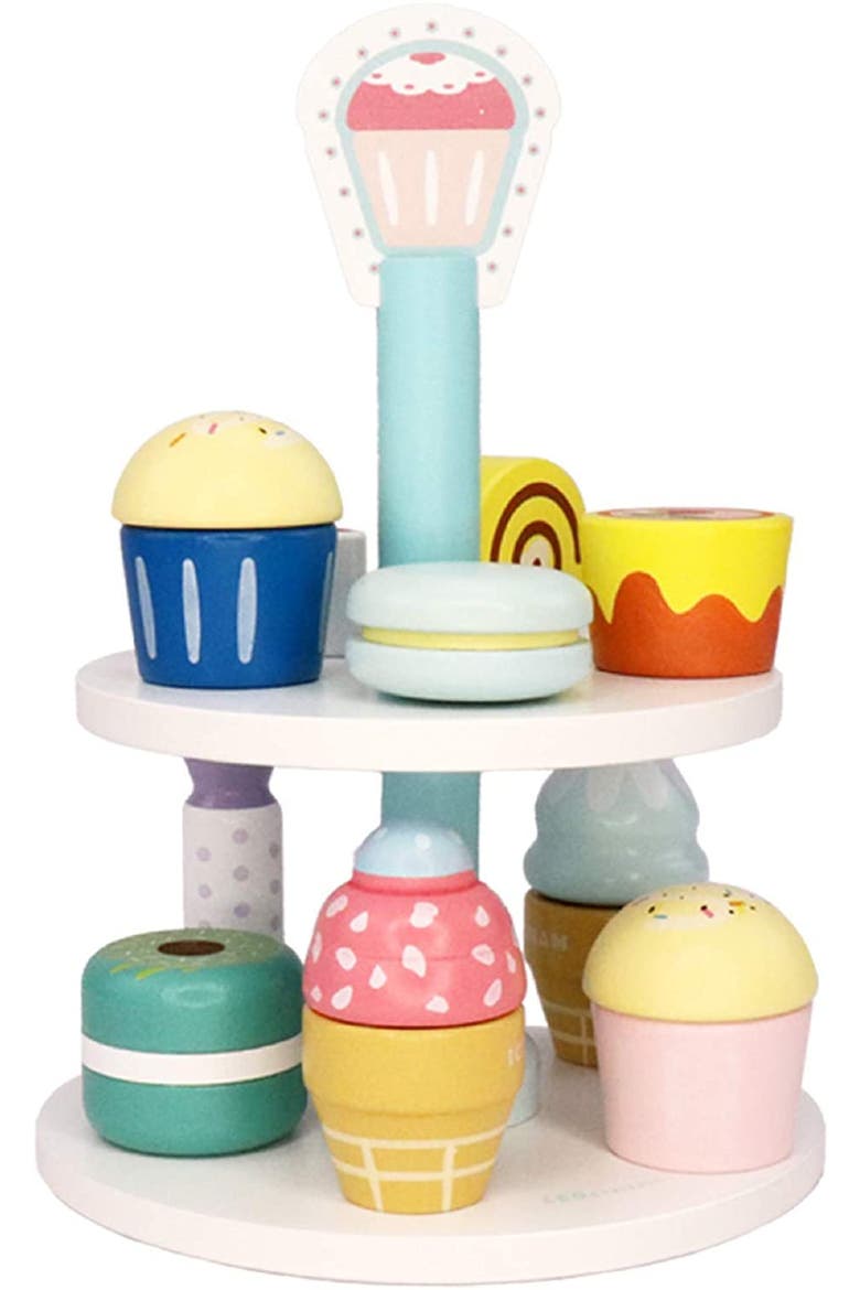 19-Piece Wooden Kid's Bakery Play Set - Play Pretend Dessert Chef Kit for Toddlers, Main, color, Blue
