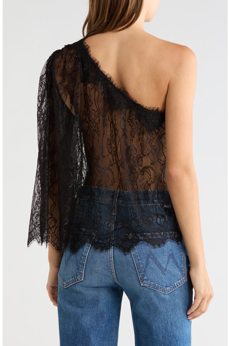 Vianna One Shoulder Lace Top, Alternate, color, BLACK