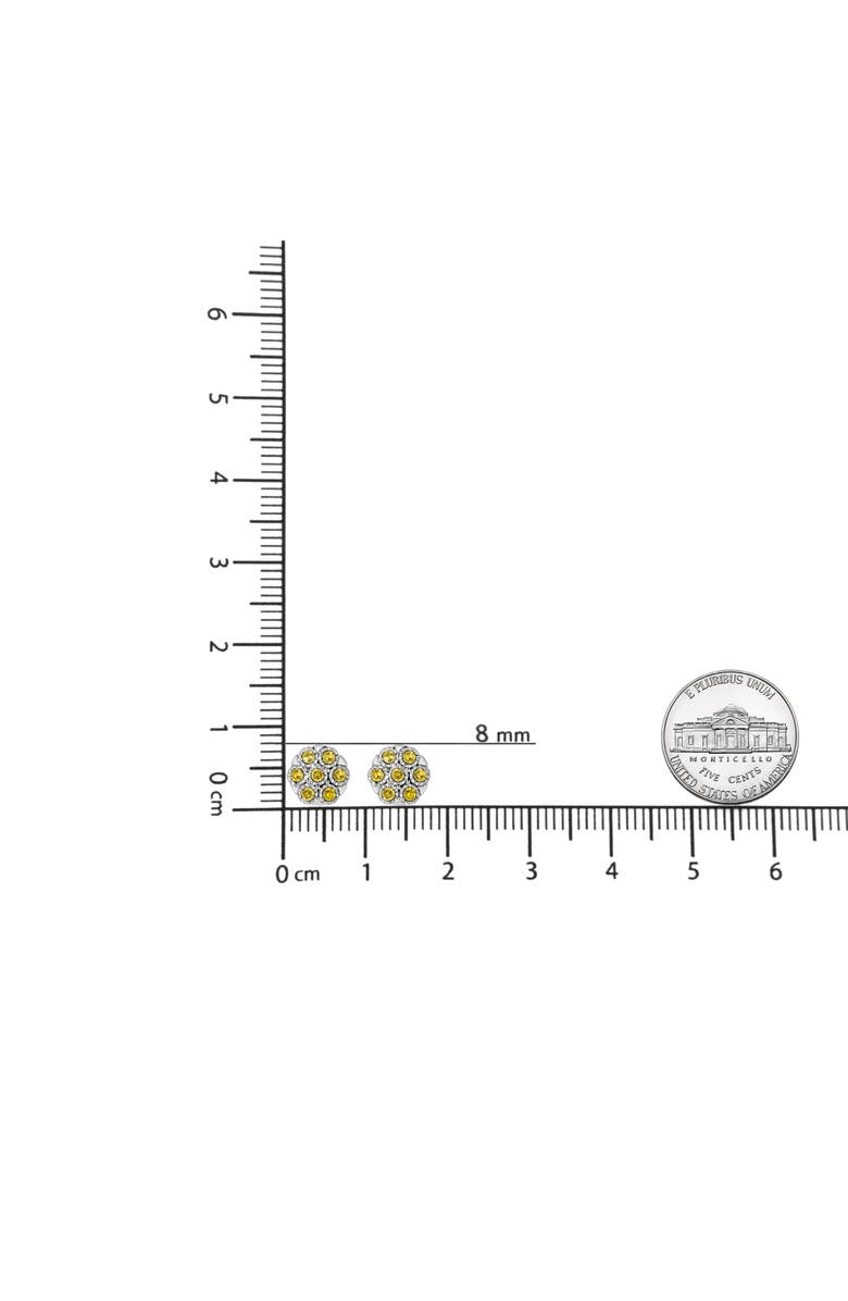 Haus of Brilliance Silver 1/4 Ct Treated Color Diamond Cluster Flower Earrings, Alternate, color, White | Yellow Diamond