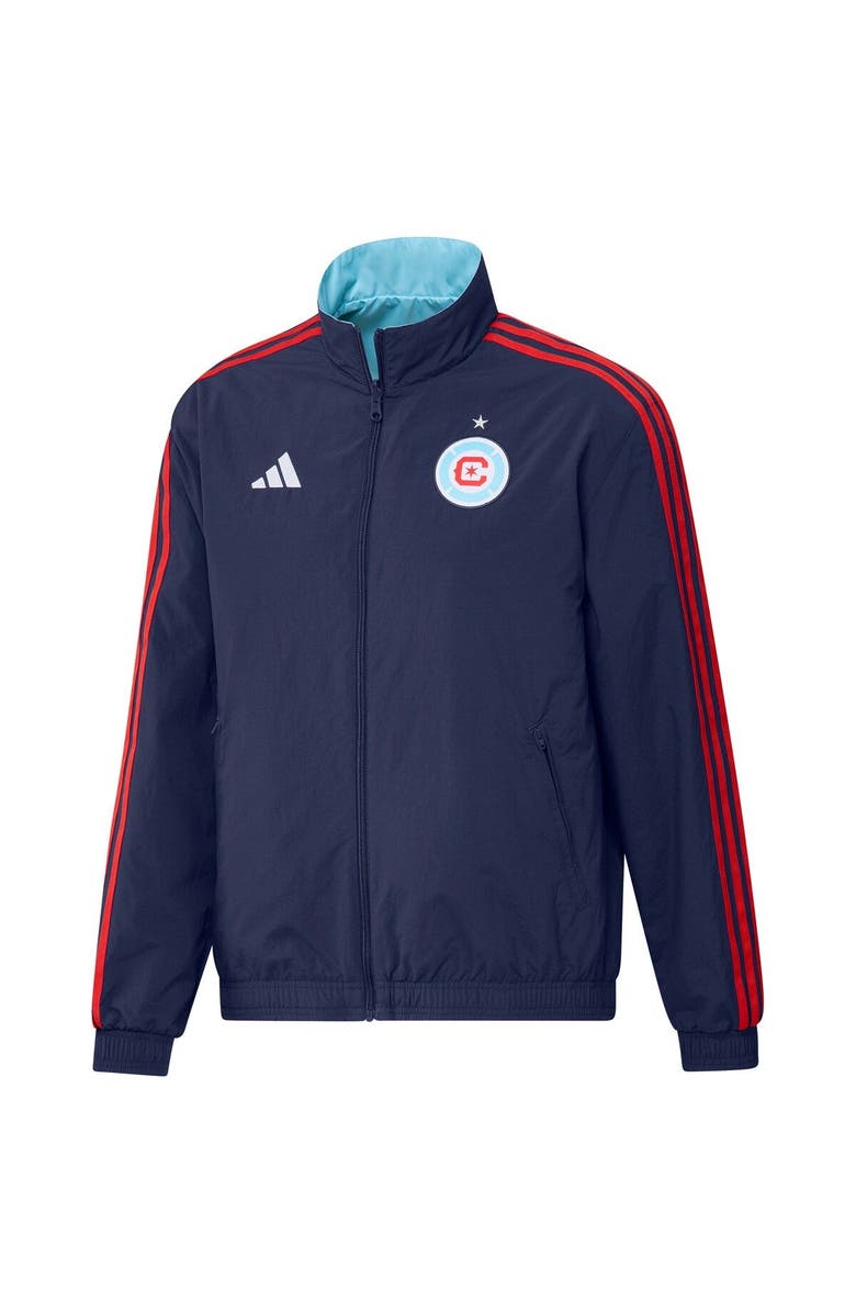 adidas Men's adidas Navy/Light Blue Chicago Fire 2023 On-Field Anthem Full-Zip Reversible Team Jacket, Alternate, color, 