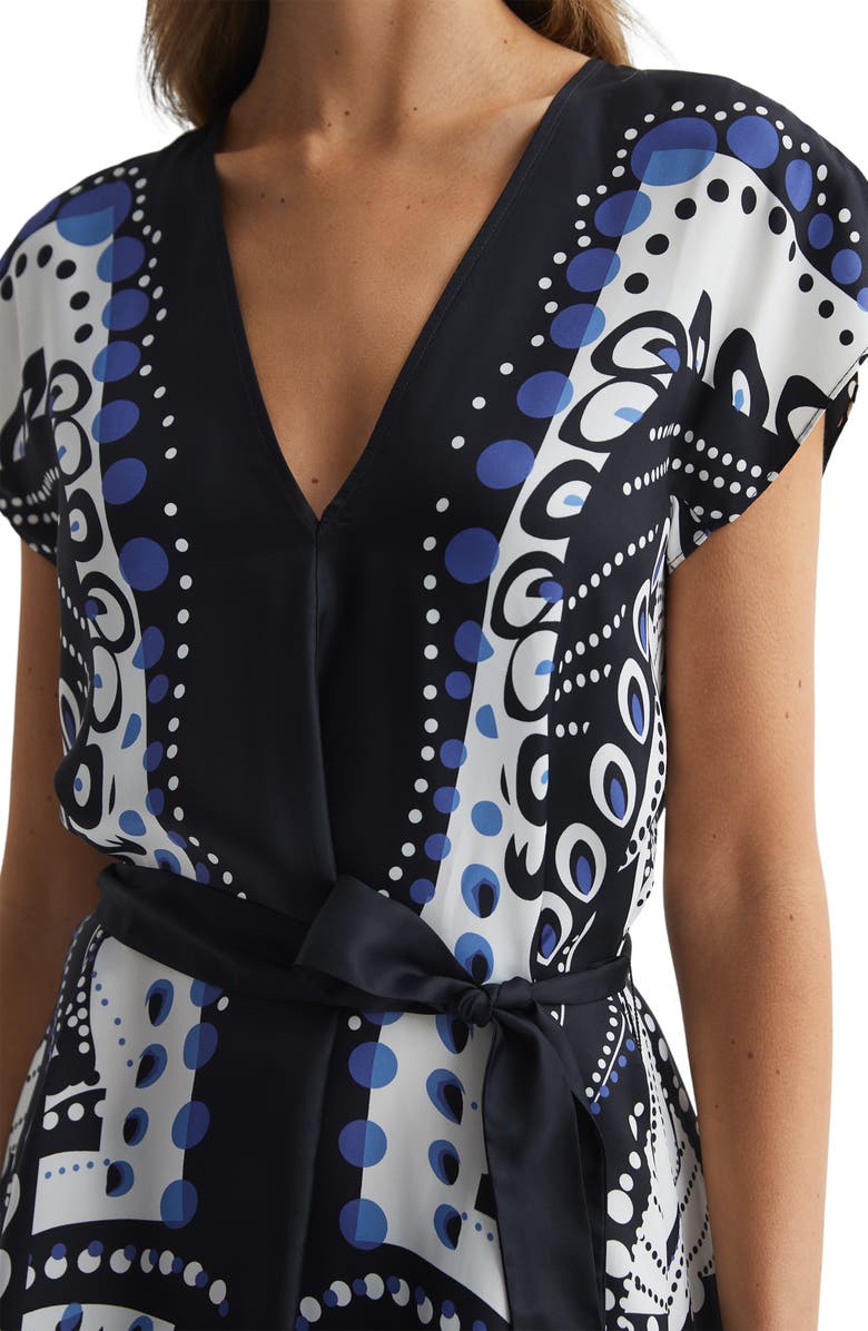 Reiss Freja Print Tie Waist Midi Dress, Alternate, color,