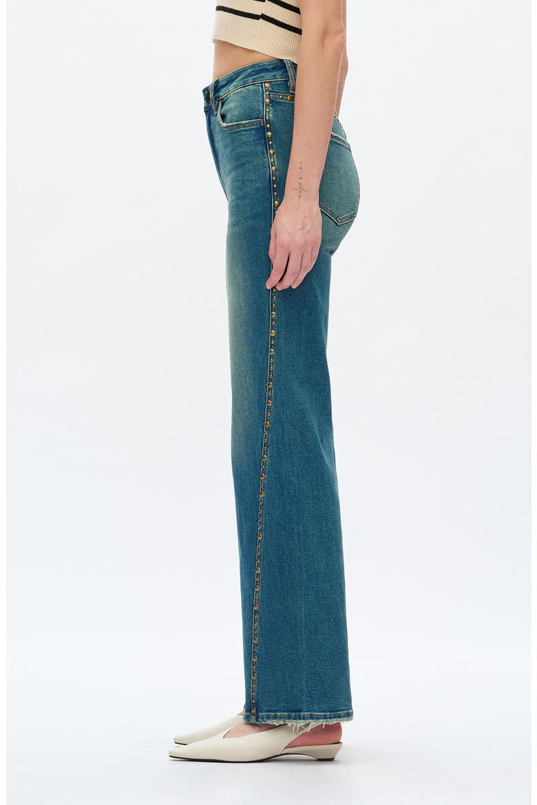 Seamed Rivet High Waist Wide Leg Jeans, Alternate, color, VINTAGE MEDIUM BLUE
