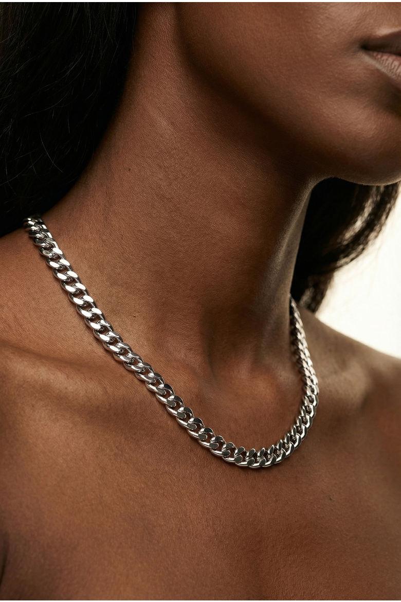 Silver Cuban Chain Necklace, Alternate, color, Silver