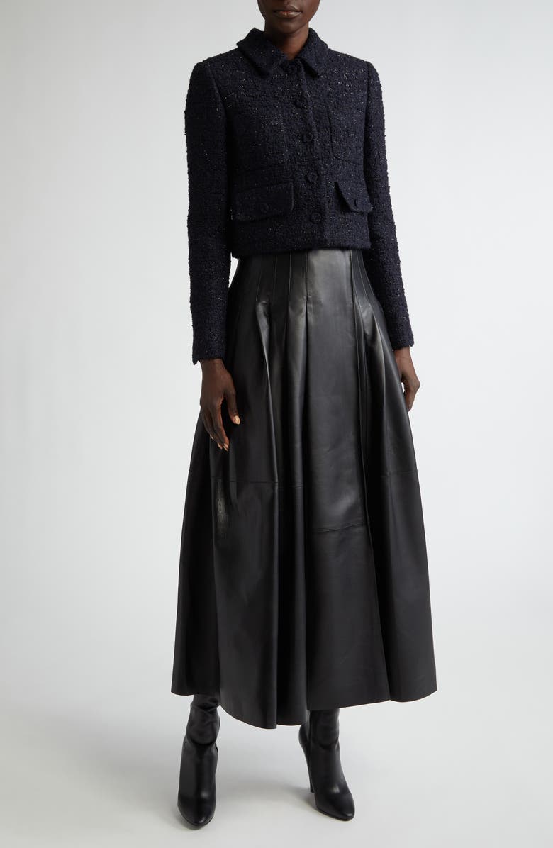 Altuzarra Frankie Pleated Lambskin Leather Skirt, Alternate, color, 