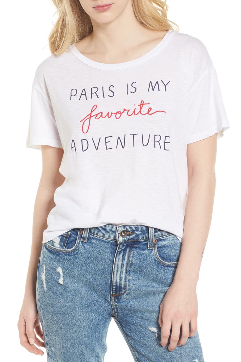 Paris Is My Favorite Adventure Tee, Main, color, WHITE