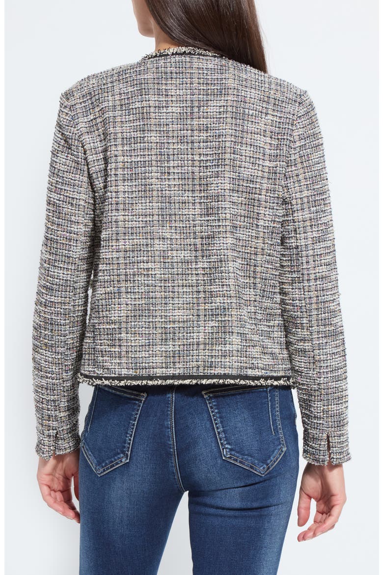 Collarless Stretch Tweed Jacket, Alternate, color, GREY MULTI