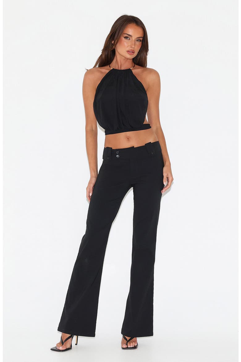 Evanna Cutout Halter Crop Top, Alternate, color, BLACK