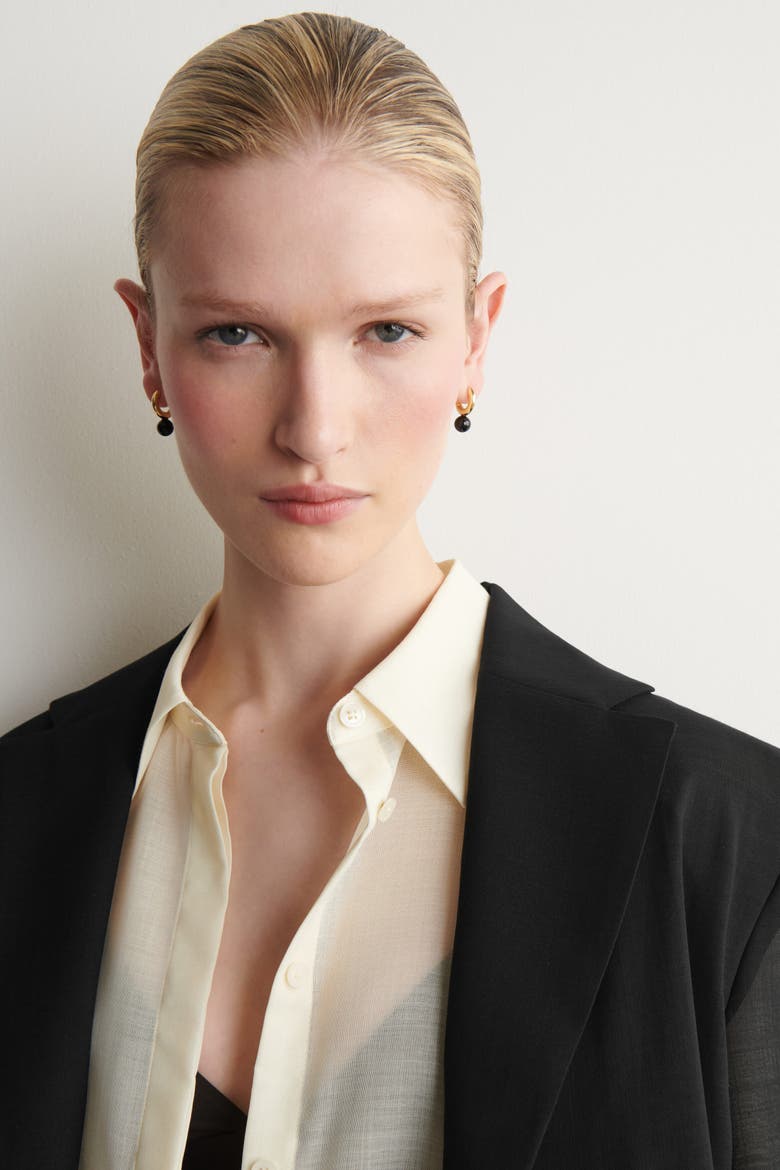 Fluid Wool-voile Blazer, Alternate, color, BLACK