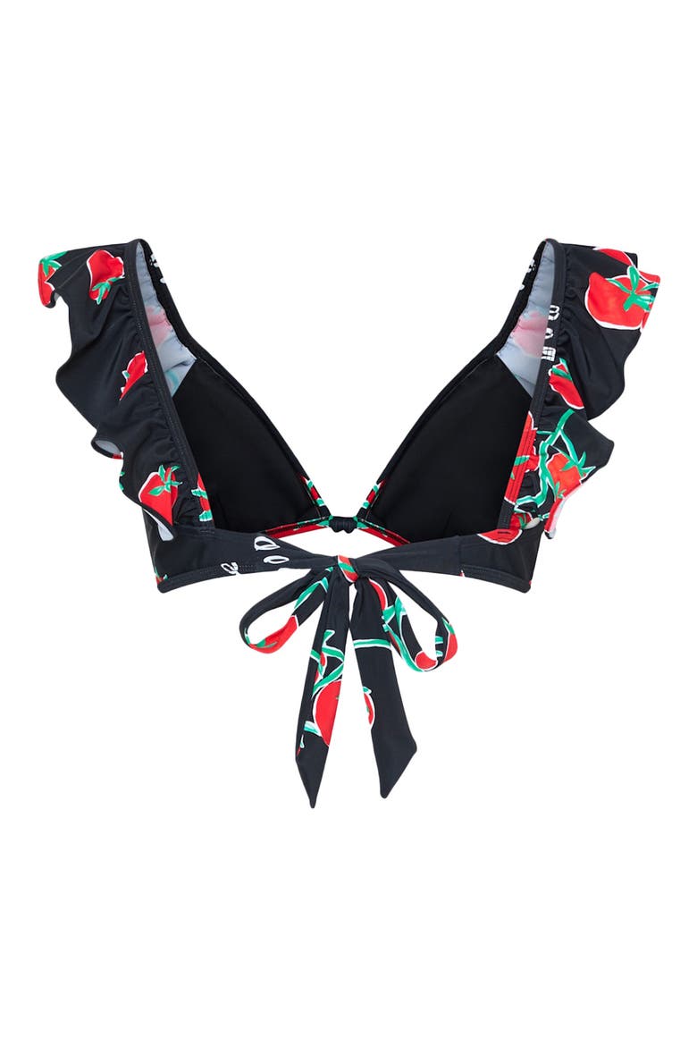 Pomodoro Ruffle Bikini Top, Alternate, color, BLACK/ RED