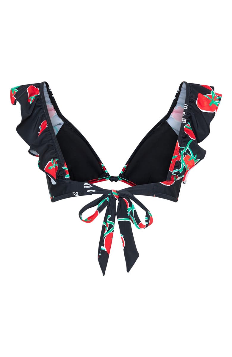 Milly Pomodoro Ruffle Bikini Top, Alternate, color, Black/ Red