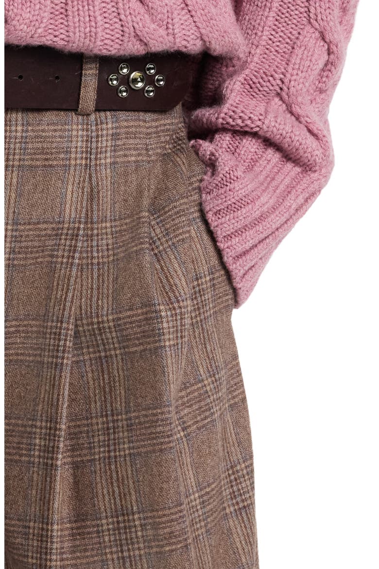 Avery Plaid Wide Leg Wool Blend Pants, Alternate, color, BROWN MULTI