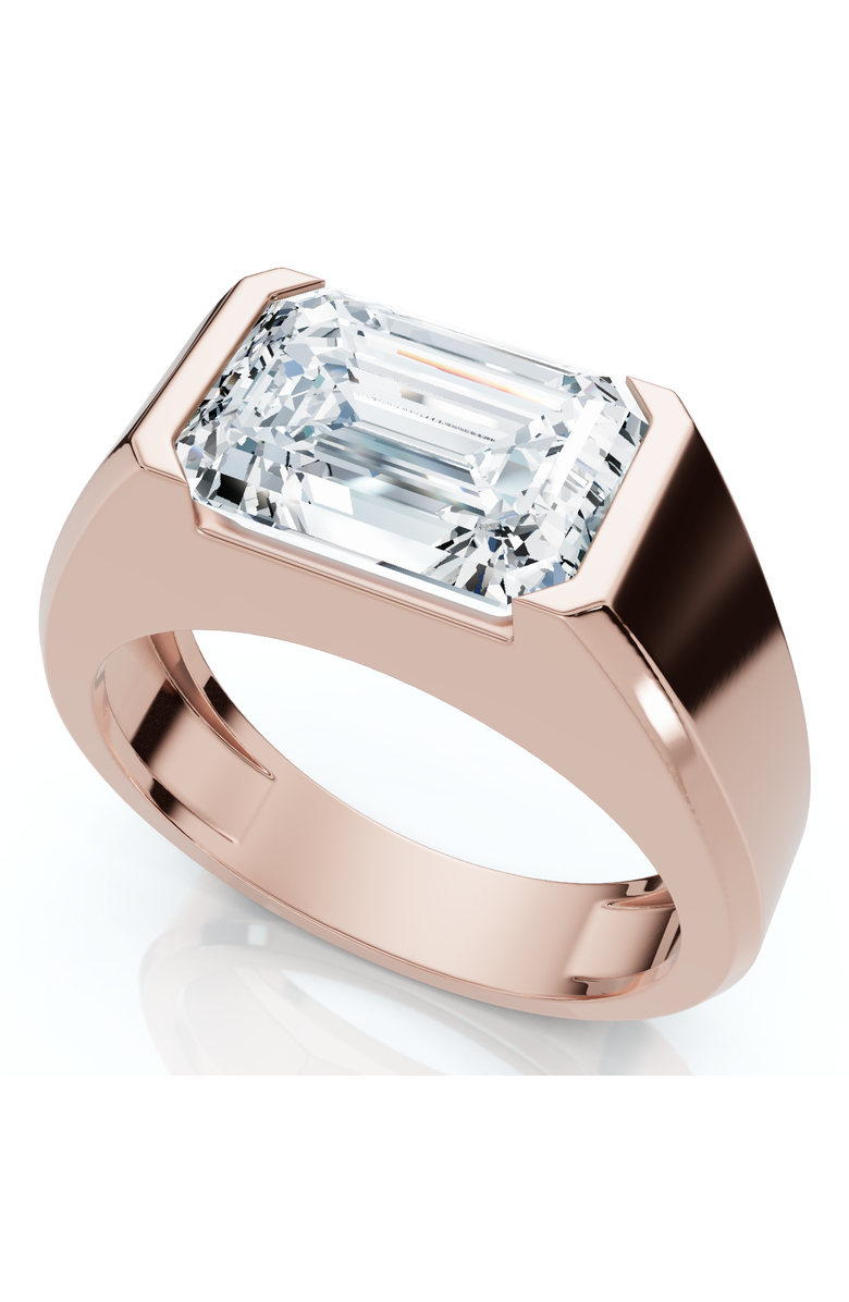 Bliss Diamond Certified 3Ct Men's Emerald Cut Half Bezel Diamond Ring 14k Gold or Pt Lab Grown, Main, color,