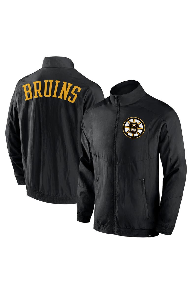 FANATICS Men's Fanatics Branded Black Boston Bruins Step Up Crinkle Raglan Full-Zip Windbreaker Jacket, Main, color, Black