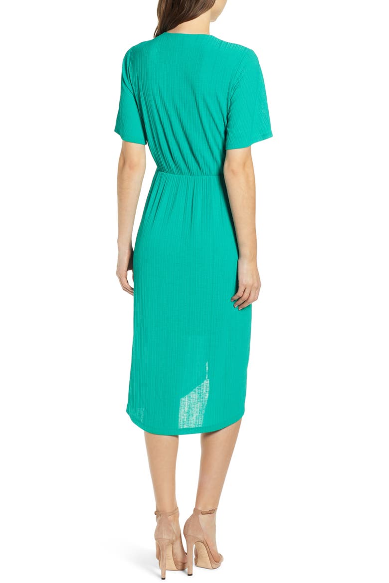 Knot Front Midi Dress, Alternate, color, PINE GREEN