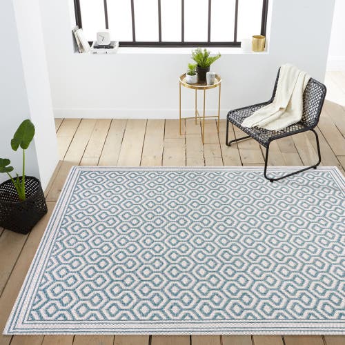 Jonathan Y Marvao Diamond Trellis Indoor/outdoor Area Rug In Teal/gray