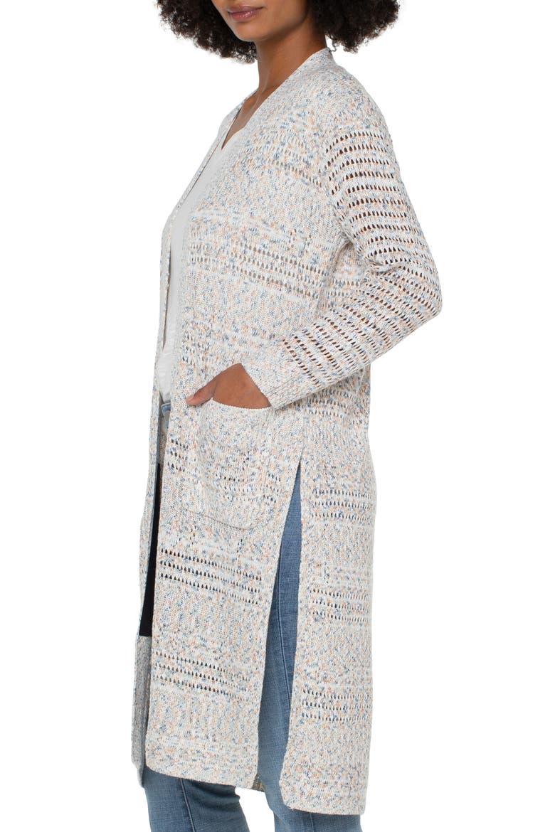 Marl Longline Open Front Cardigan, Alternate, color, RICH CRM MULTI