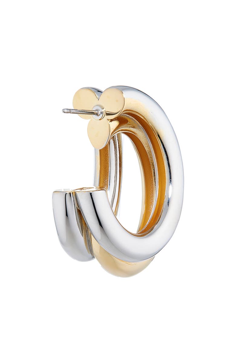 Rabanne Triple Loop Two-Tone Hoop Earrings, Alternate, color, M042 Silver / Gold