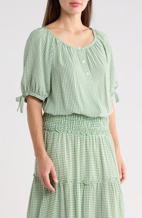 Gingham Bubble Hem Top