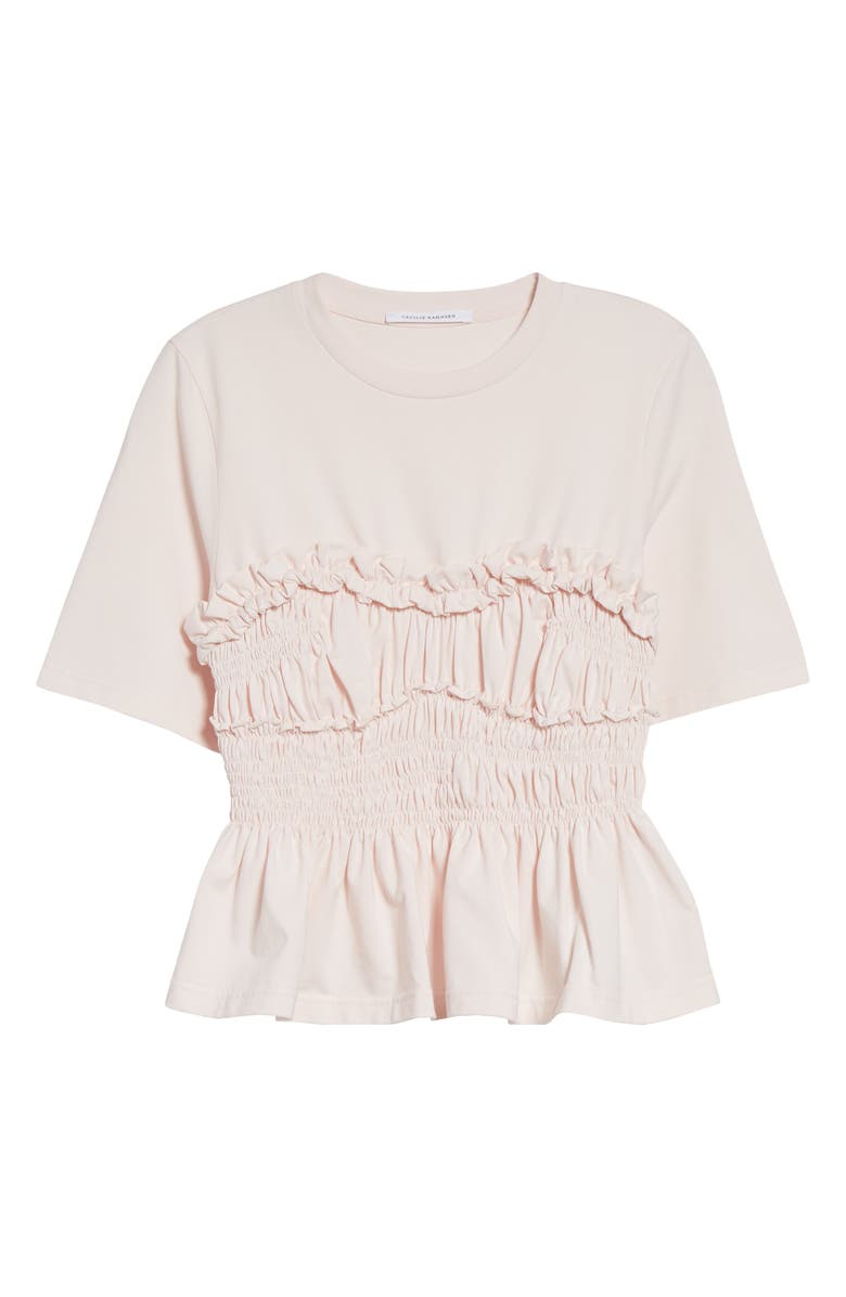Cecilie Bahnsen Vilde Shirred Peplum T-Shirt, Alternate, color, Light Pink Jersey