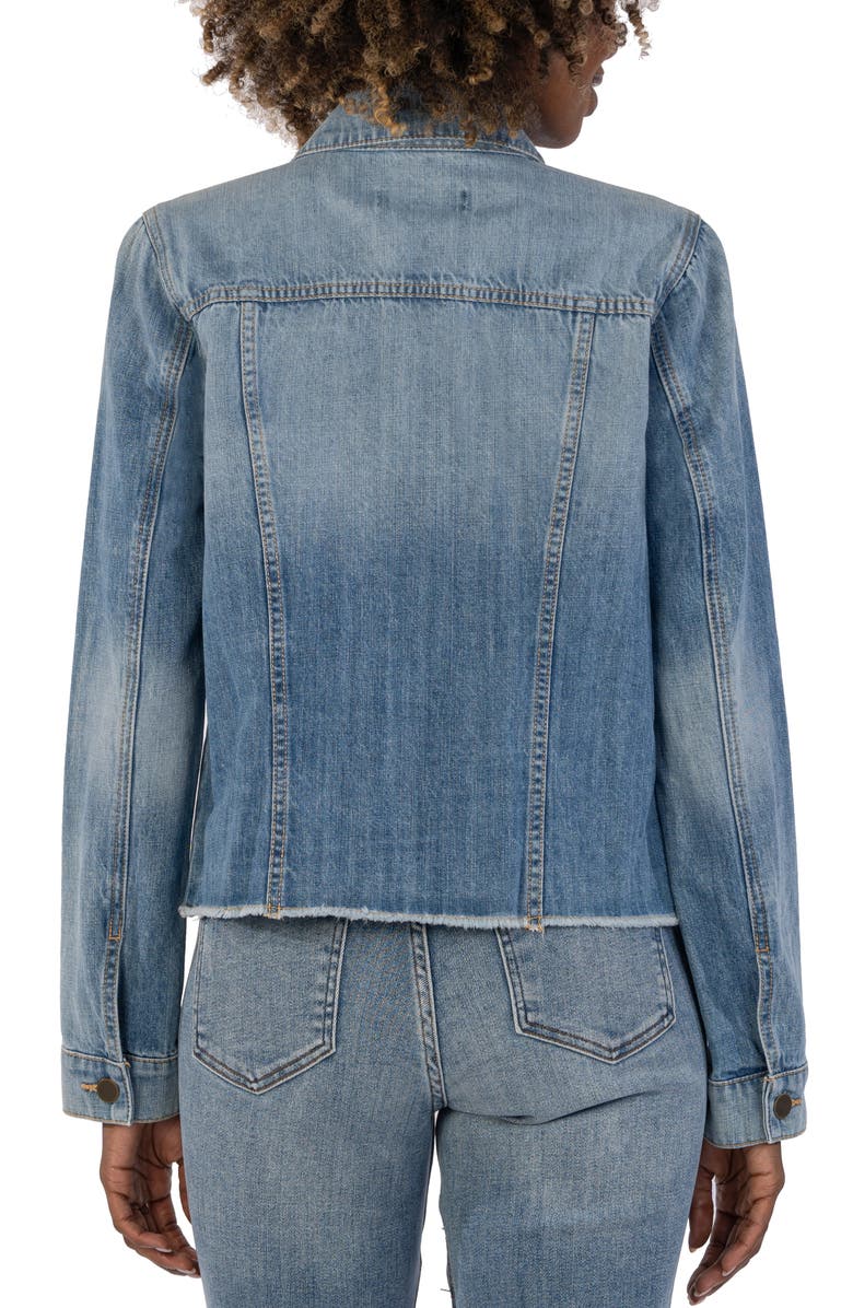 KUT from the Kloth Julia Raw Hem Denim Crop Trucker Jacket, Alternate, color,