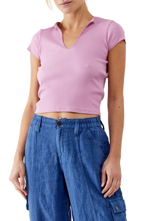 Nola Notch Neck Stretch Cotton Crop Top