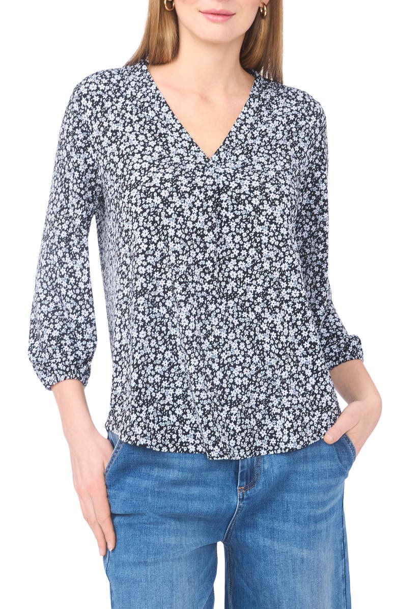 Vince Camuto Balloon Sleeve Knit Top, Main, color, Rich Black