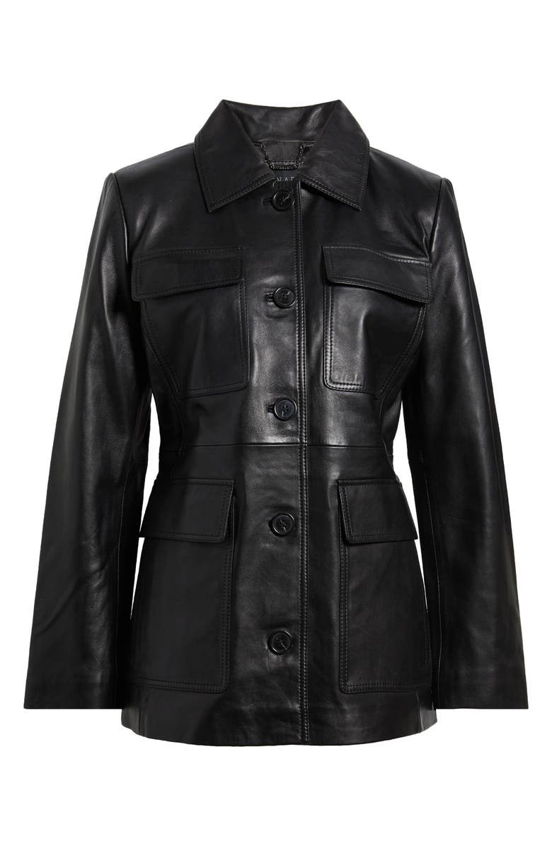 Bernardo Leather Shirt Jacket, Alternate, color, Black