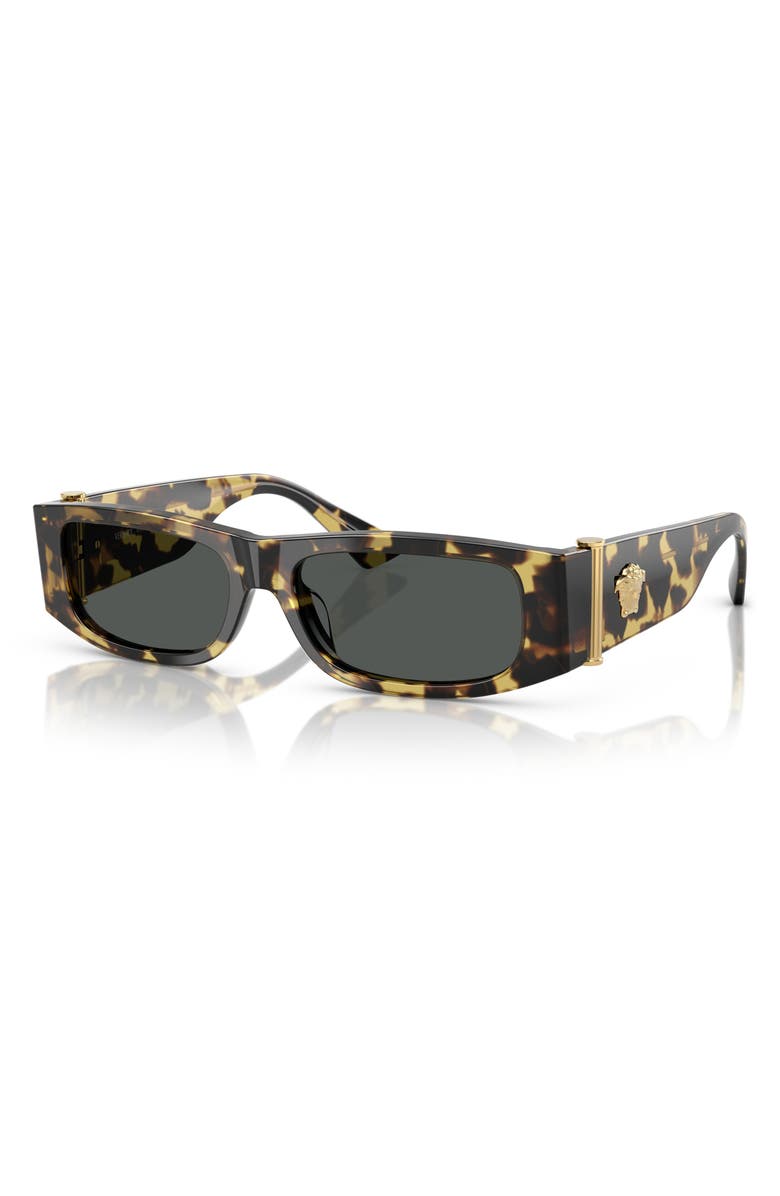 Versace 55mm Rectangular Sunglasses, Alternate, color, Havana