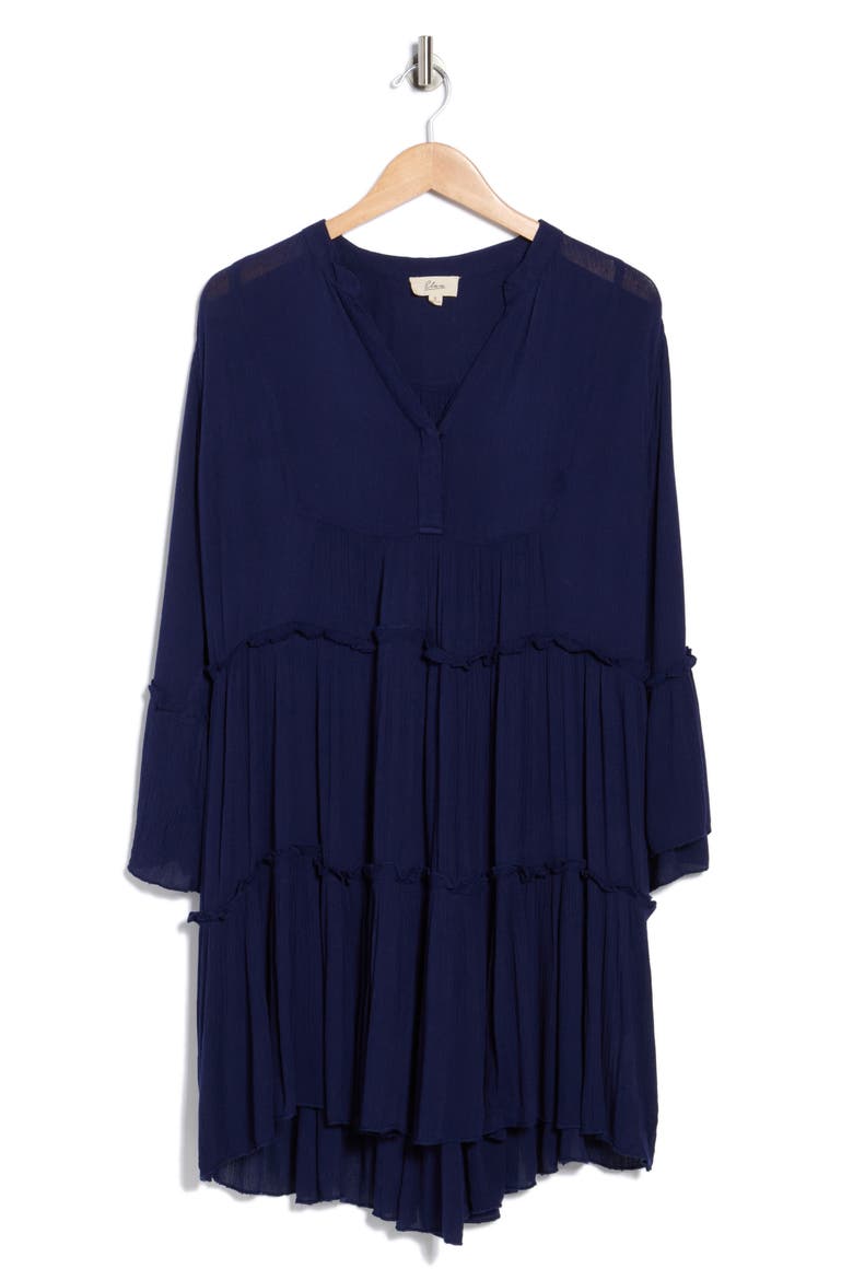 A-Line Tiered Mini Dress, Alternate, color, NAVY