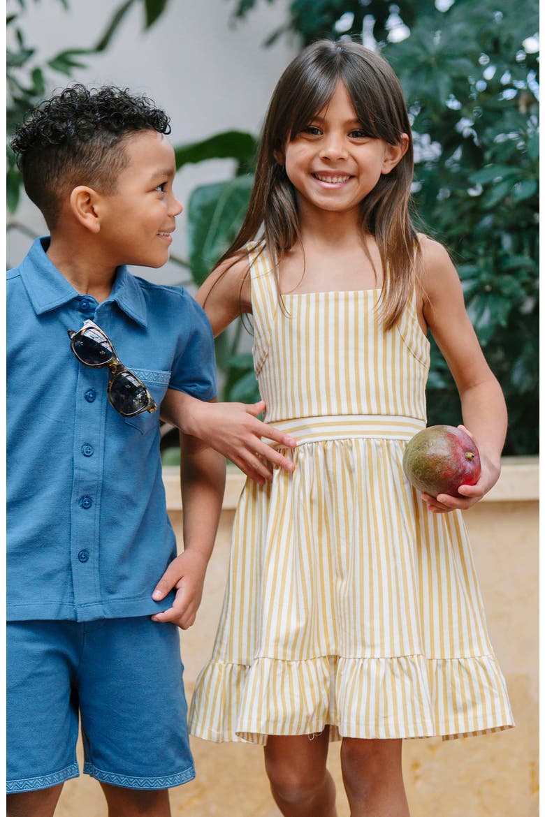 Kids' Organic Knit Tank Sundress with Flounce, Alternate, color, Sunny Stripe