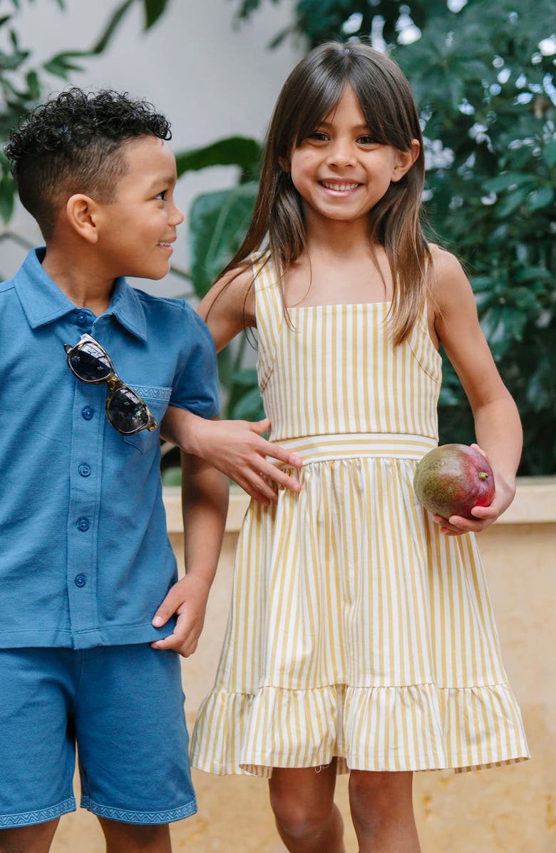 Hope & Henry Kids' Organic Knit Tank Sundress with Flounce, Alternate, color, Sunny Stripe