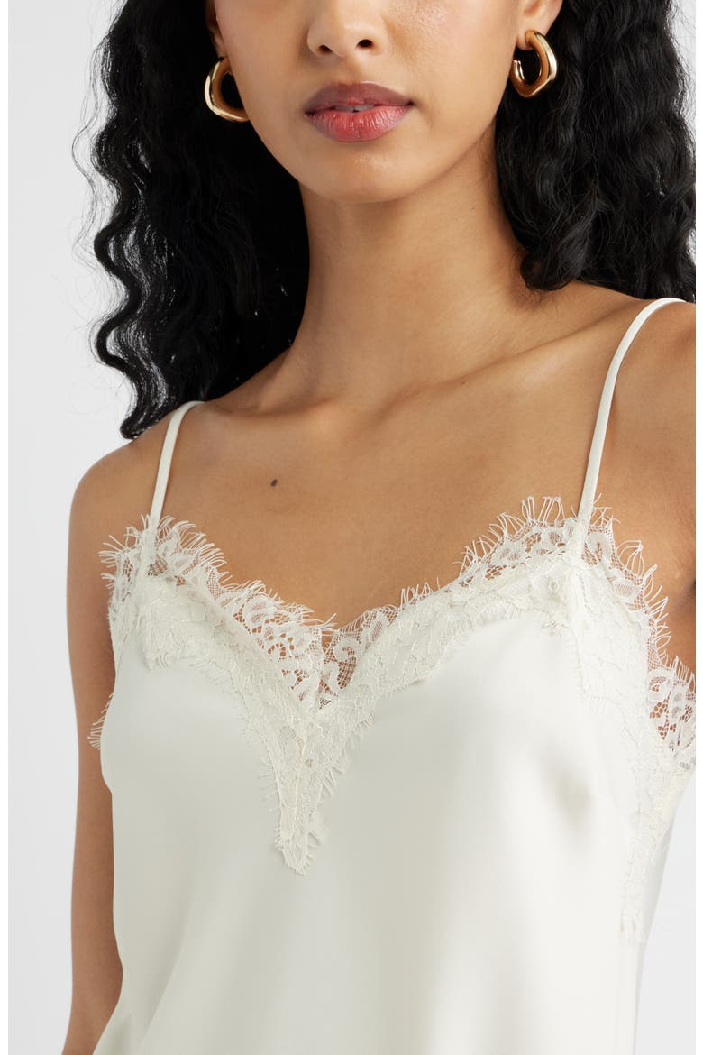 Lace Trim Satin Camisole, Alternate, color, IVORY DOVE