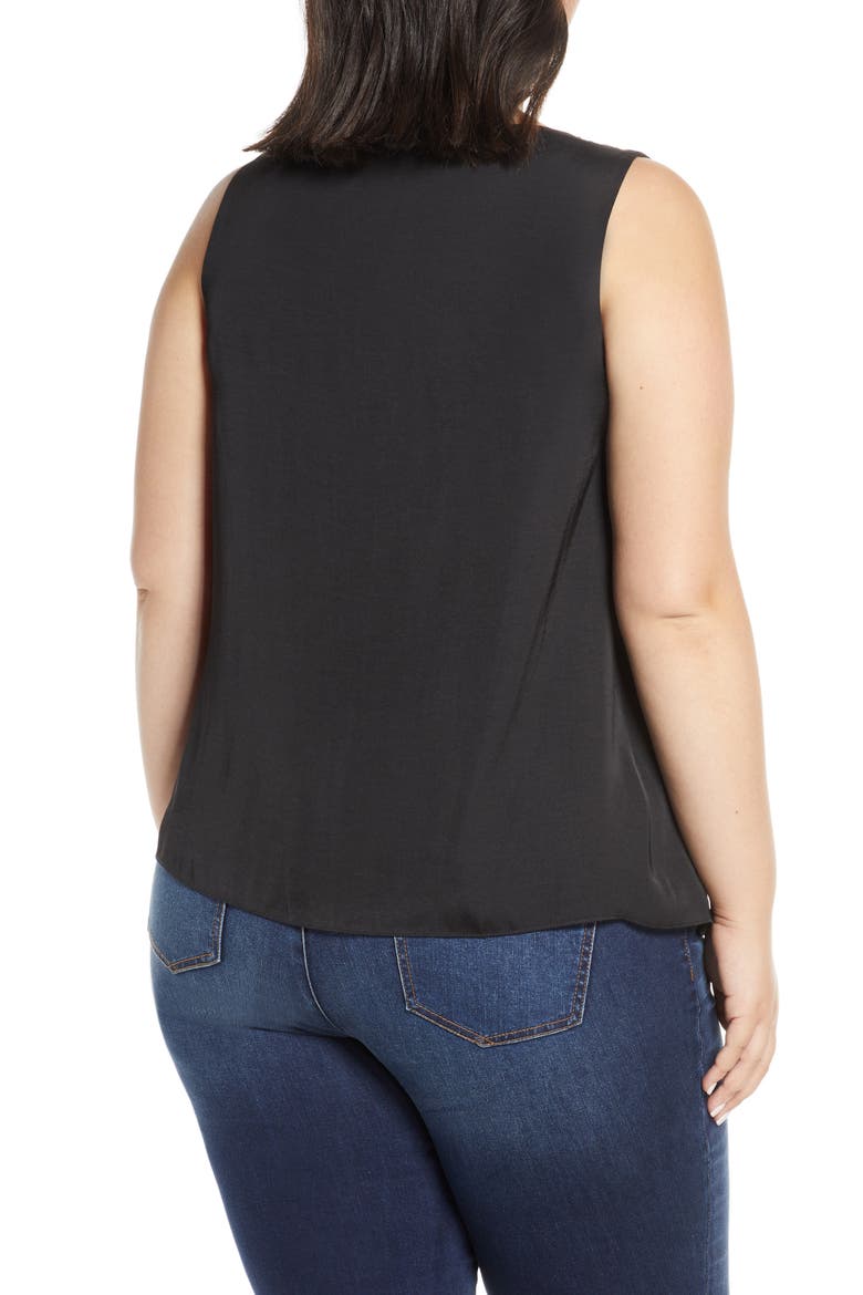 Cowl Neck Rumple Satin Sleeveless Blouse, Alternate, color, 060-RICH BLACK