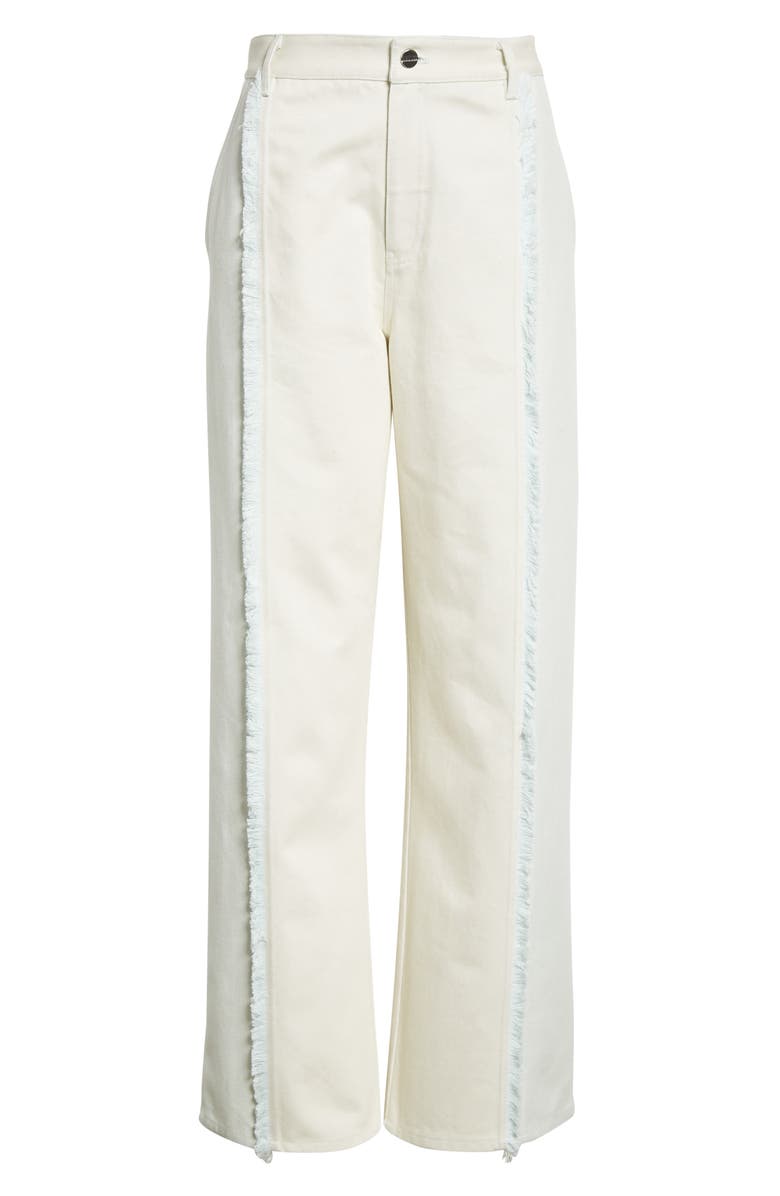 Dion Lee Fringe Trim High Waist Straight Leg Jeans, Alternate, color,