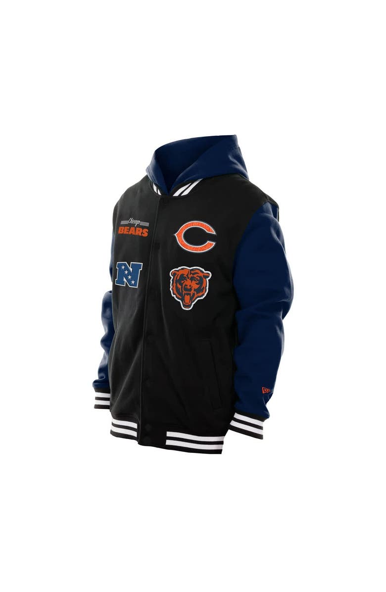 New Era Men's New Era Black Chicago Bears Full-Snap Fleece Hoodie Jacket, Alternate, color,
