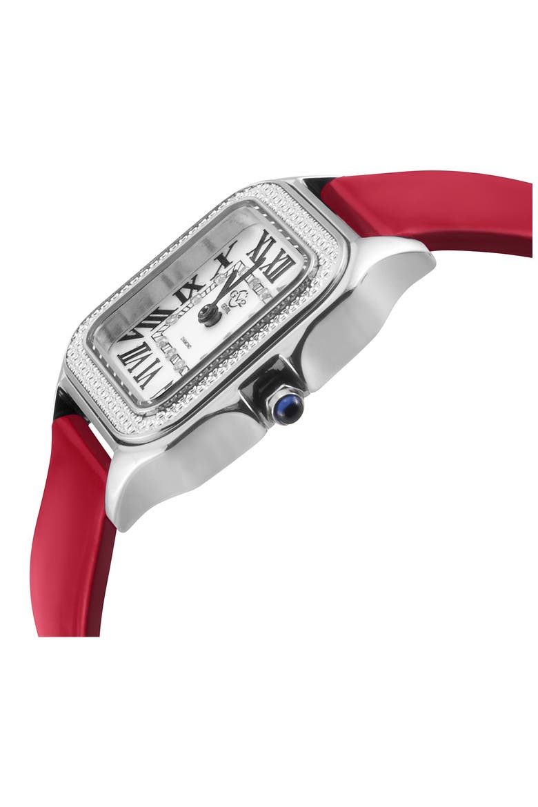 Milan Diamond Leather Strap Watch, 27.5mm - 0.038 ctw, Alternate, color, RED
