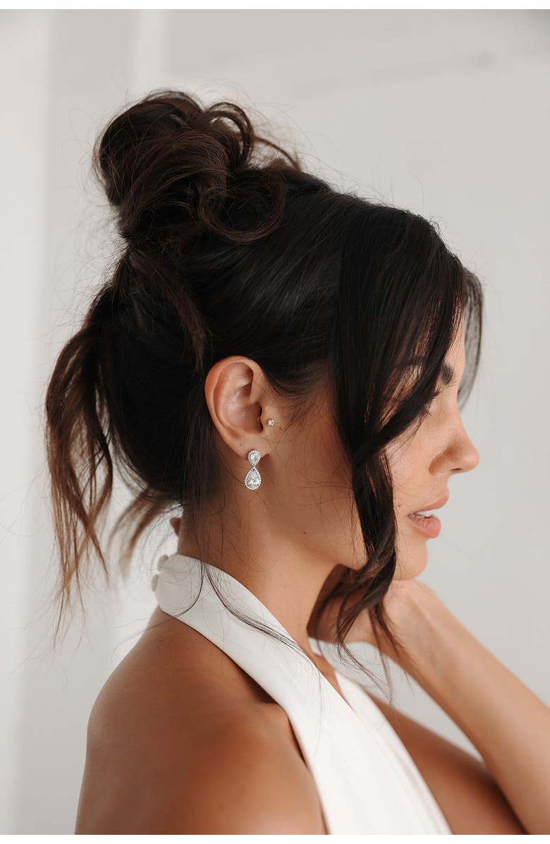 Untamed Petals Aspen Crystal Drop Earrings, Alternate, color, Silver