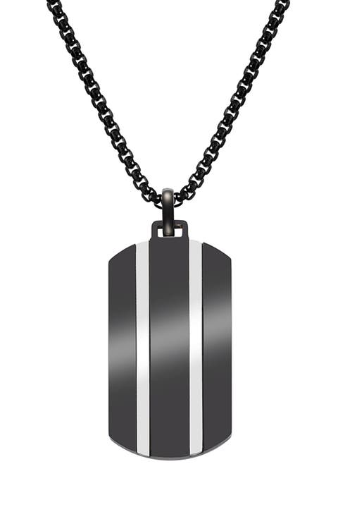 Men's Stripe Dog Tag Pendant Necklace
