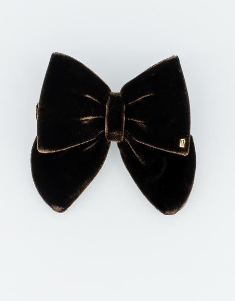 Cannelle Brown Velvet Bow Barette