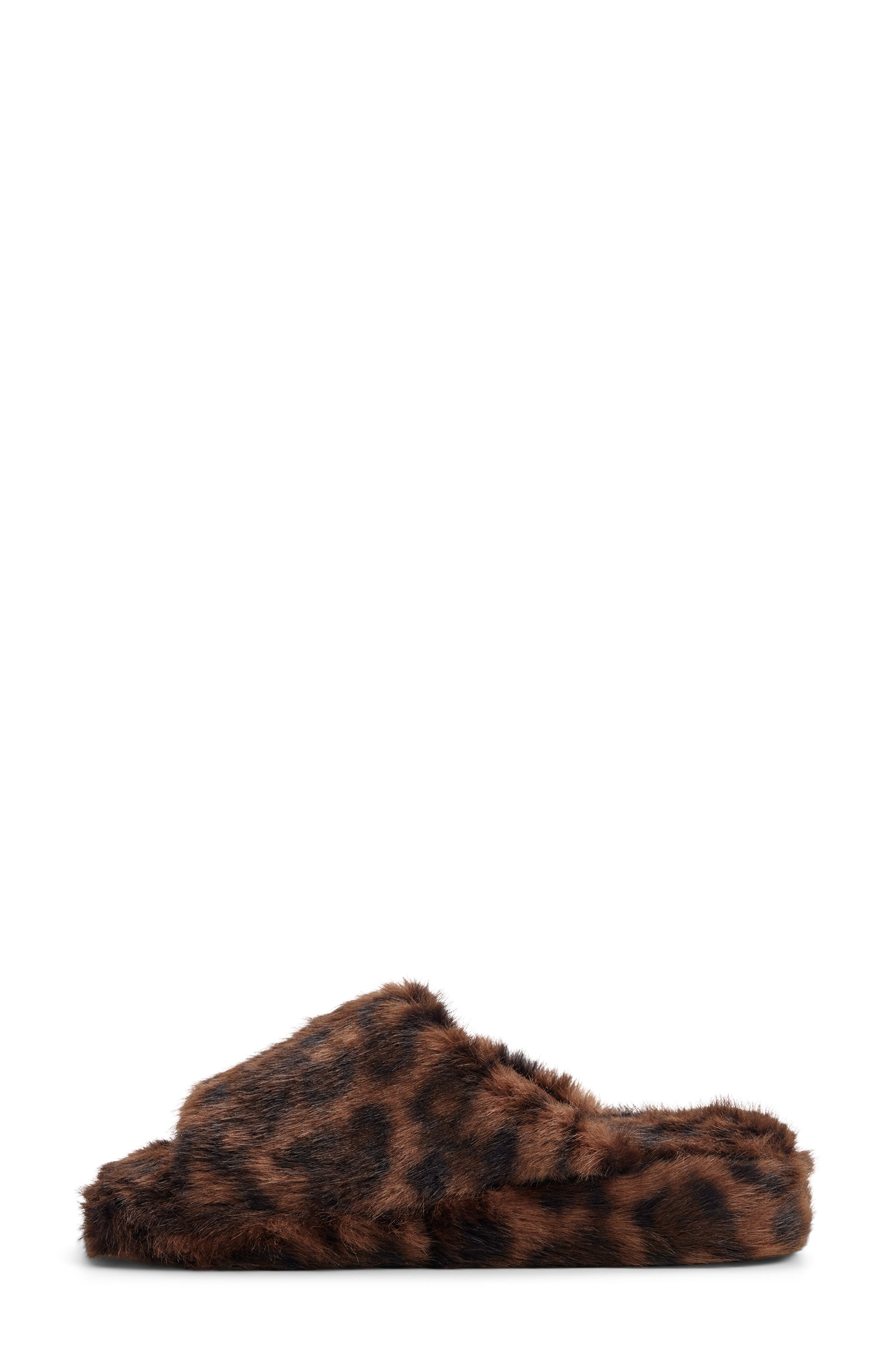 Roxy Sloane Faux Fur Slide Slipper, Alternate, color, Brown Primary - Multi