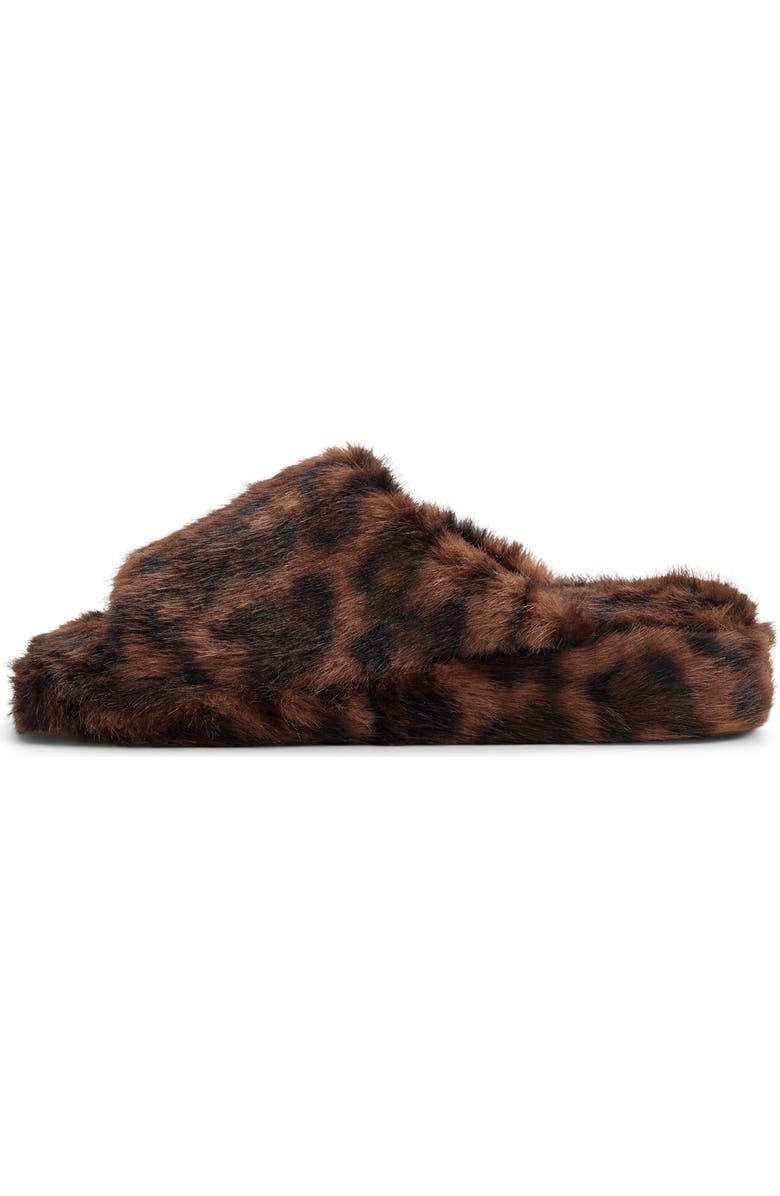 Roxy Sloane Faux Fur Slide Slipper, Alternate, color, Brown Primary - Multi