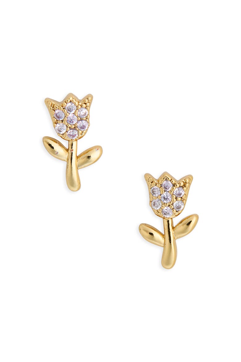 mini tulip stud earrings, Alternate, color, PURPLE/ GOLD